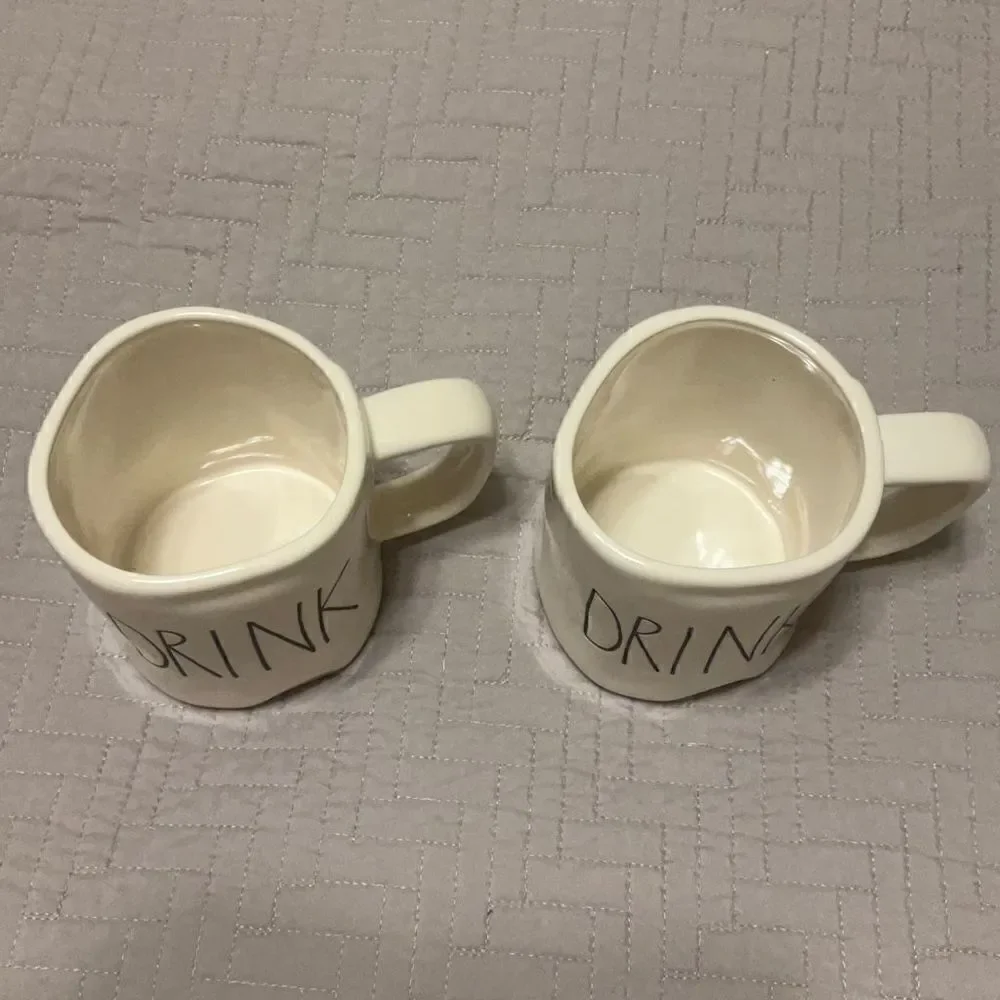 Rae Dunn Pair of Mugs “DRINK”   EUC. No stains or chips.